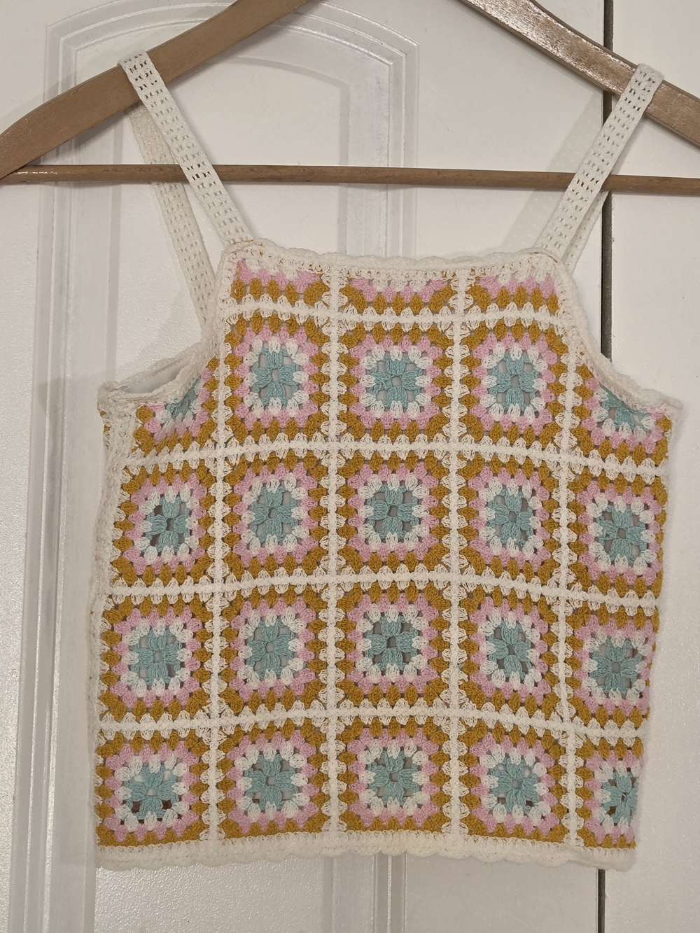 Rare Editions Girls Tank Top 12 Crochet Floral Retro Knit Boho Colorful Y2K 70s